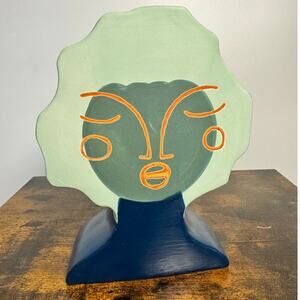 Blue Terracota Face Vase Opal House